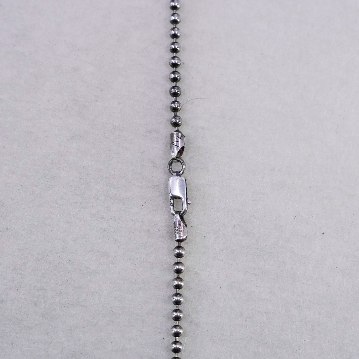 20” 2mm, vintage Italy Sterling 925 silver bead chain necklace