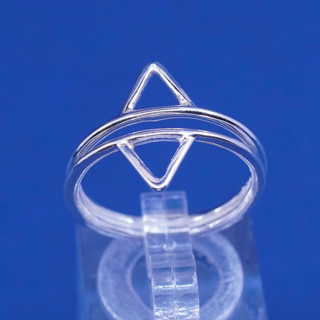sz 8, vtg Sterling silver handmade ring, modern triangular 925 statement ring
