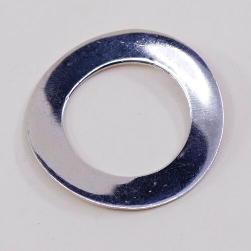 Vintage Sterling Silver Handmade Pendant, Modern 925 Circle Pendant