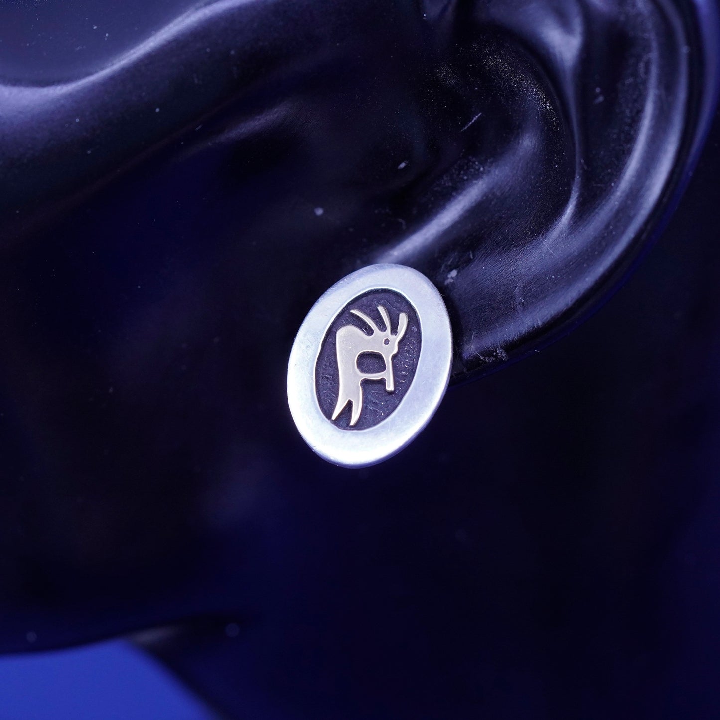 MM Rogers Native American 14k SP Sterling silver 925 Kokopelli studs earrings