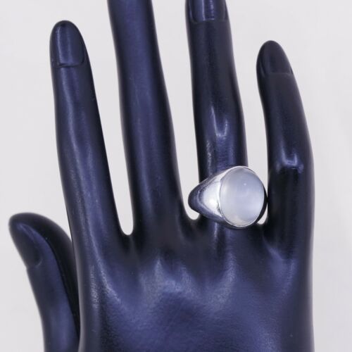 Sz 8, Sterling Silver Handmade Ring, 925 Engagement Ring W/ Matted Crystal