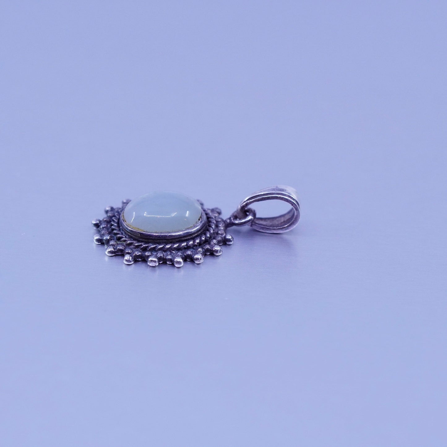 antique sterling 925 silver pendant with jade and beads