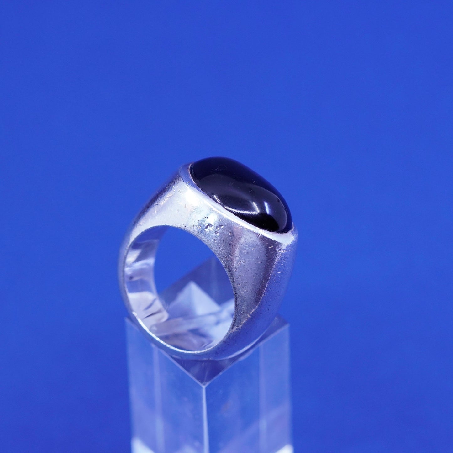Size 9.25, vintage Sterling 925 silver handmade ring with oval tiger eye