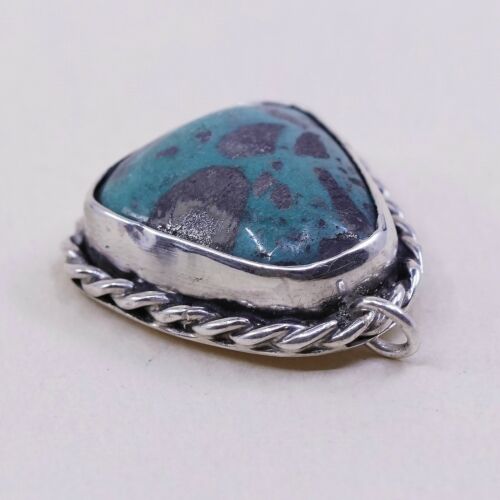 Vtg Native Alerocan Sterling 925 Silver Navajo Pendant W/ Candelaria Turquoise