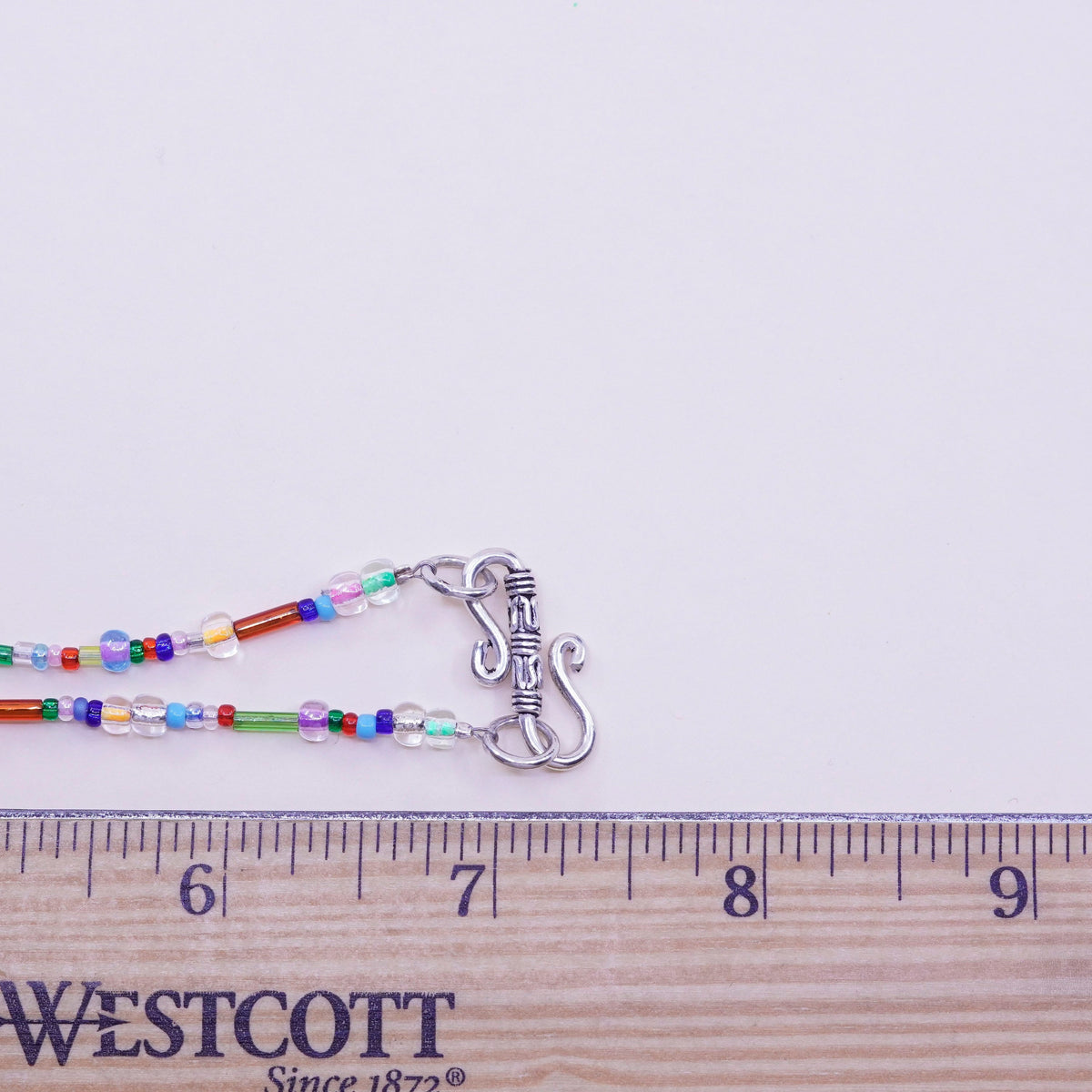 16”, necklace colorful glass bead chain sterling 925 silver dream charm