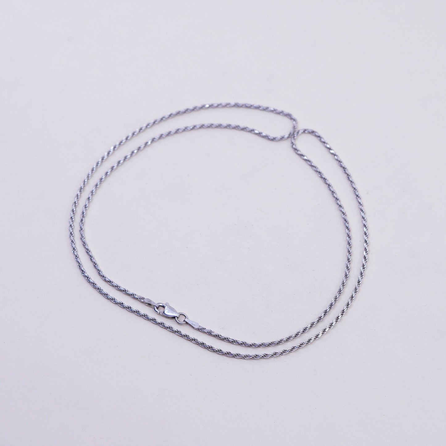 24”, 1.6mm, vintage Sterling silver necklace, 925 diamond rope chain