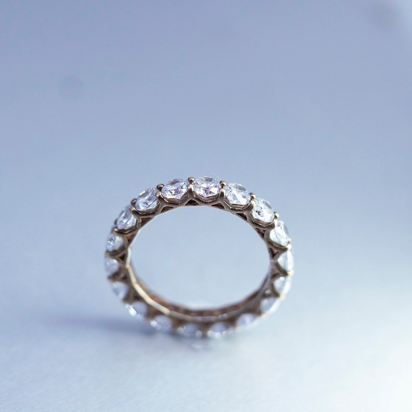 Size 9.5, vintage vermeil gold over Sterling 925 silver wedding ring, Cz band