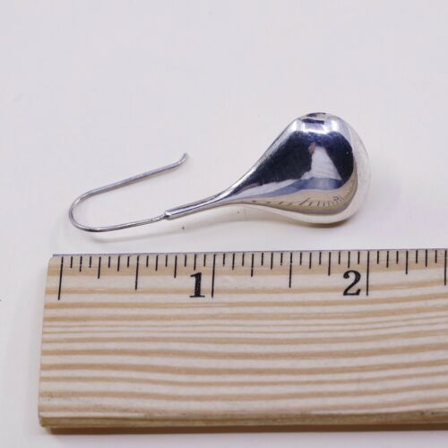 Vtg Sterling 925 Silver Handmade Puffy Teardrop Shaped Earrings