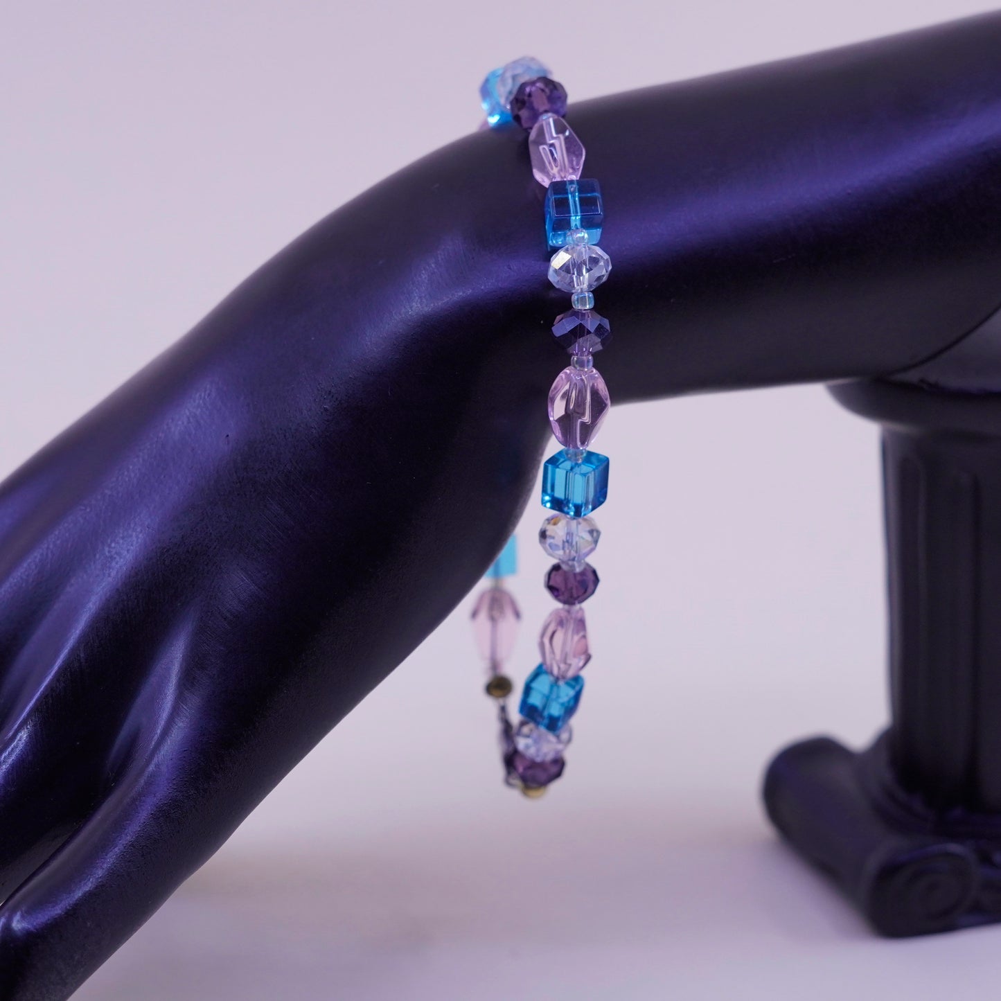 8.75”, handmade bracelet with crystal beads and Sterling 925 silver clasp
