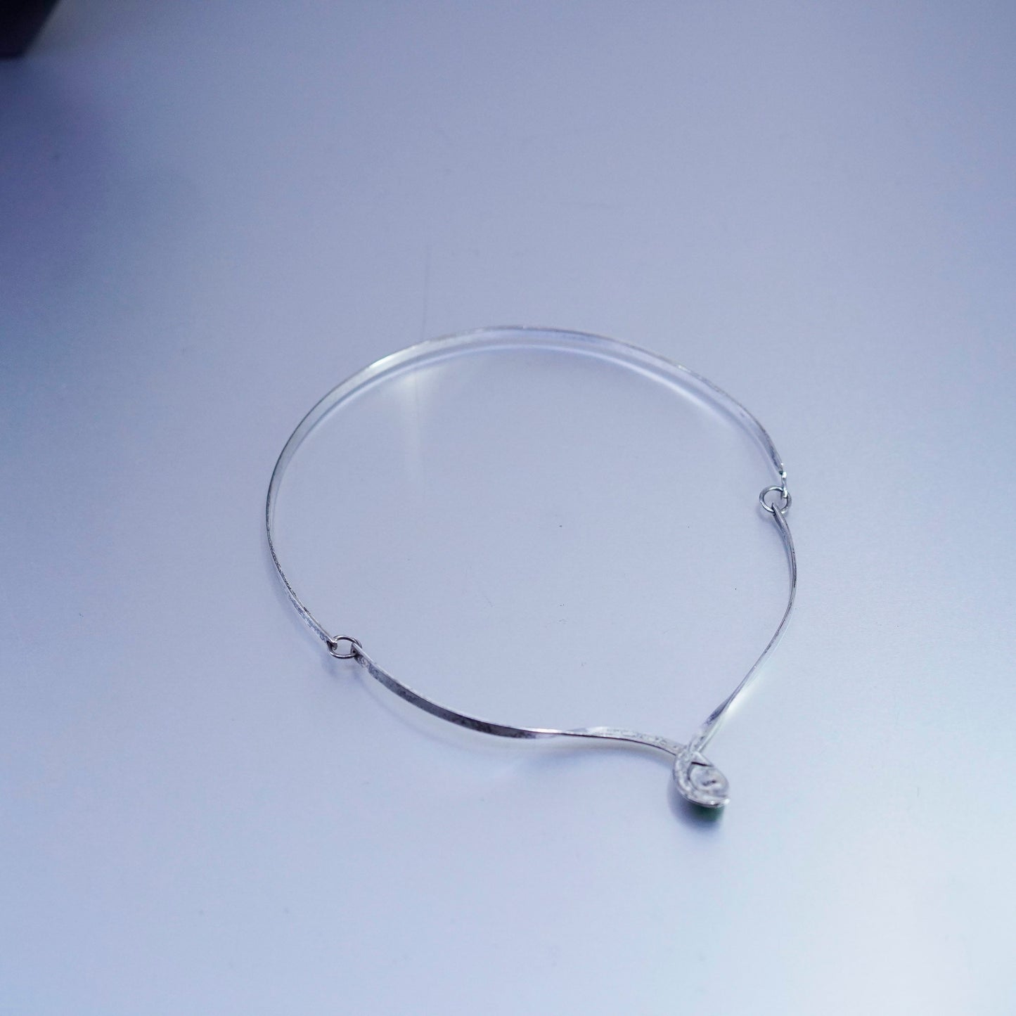 16”, Sterling 925 silver choker collar necklace kingman spiderwebbed turquoise