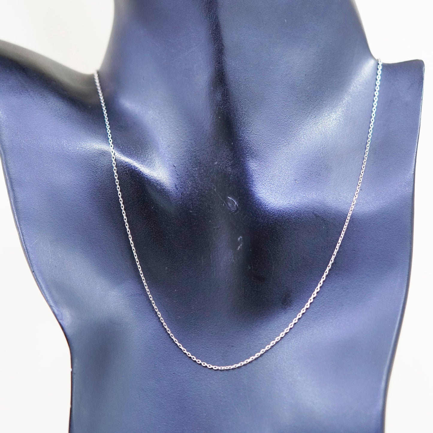16” 1mm, Vintage Italian sterling 925 silver flatten circle chain, necklace