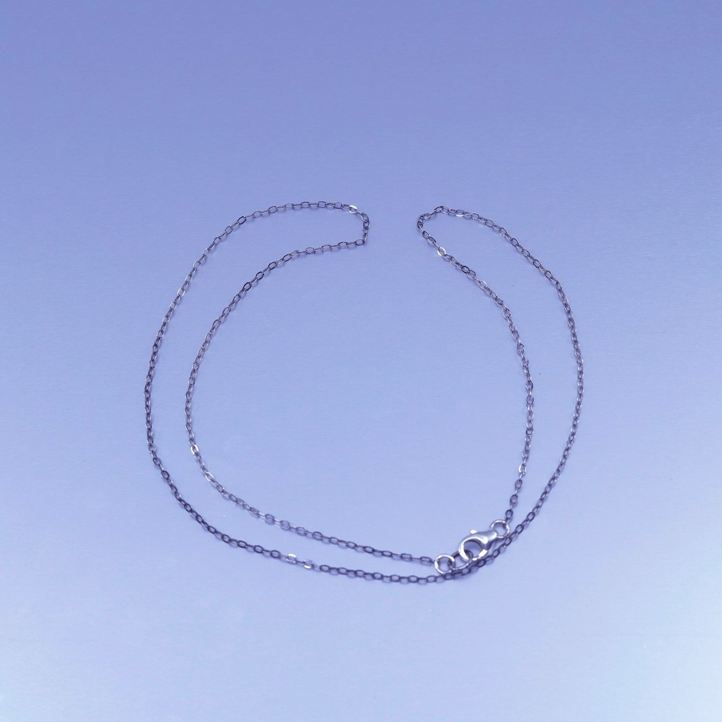 18” 1mm, vintage Italy Sterling 925 silver flatten circle chain necklace
