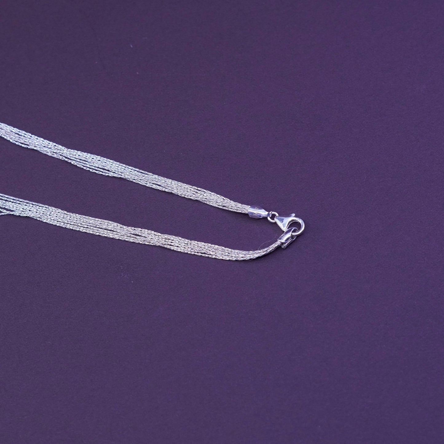 16”, Italy Sterling silver handmade necklace, multi 8 strands snake chains