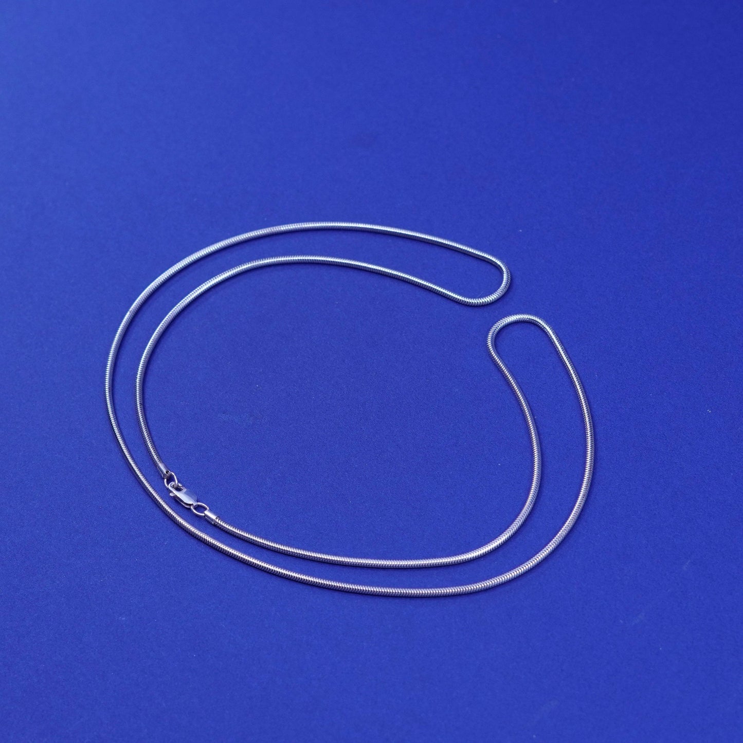 24”, 1.6mm, vintage Italy Sterling silver handmade necklace, 925 snake chain