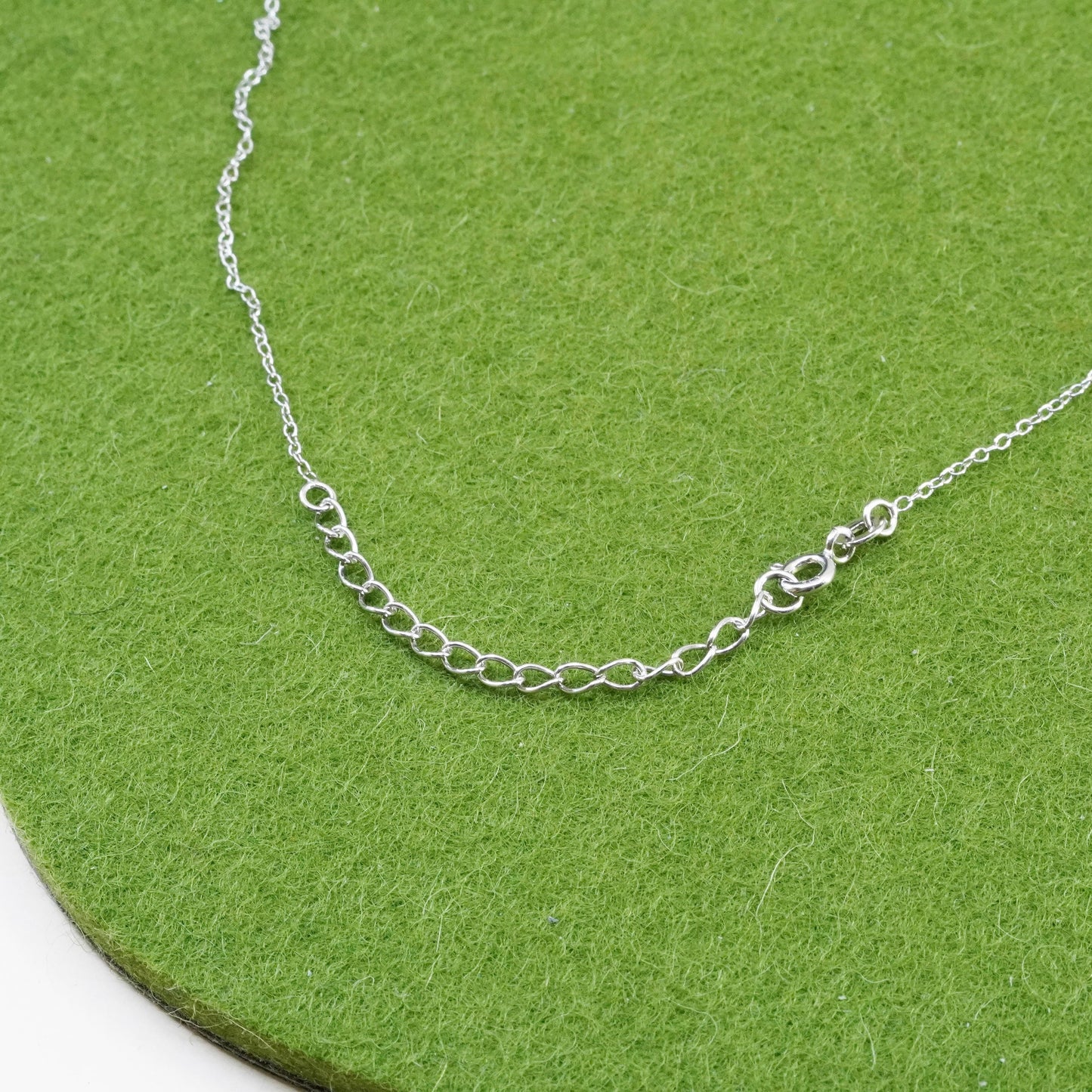 16+2” Sterling 925 silver handmade necklace, circle chain with swirly pendant