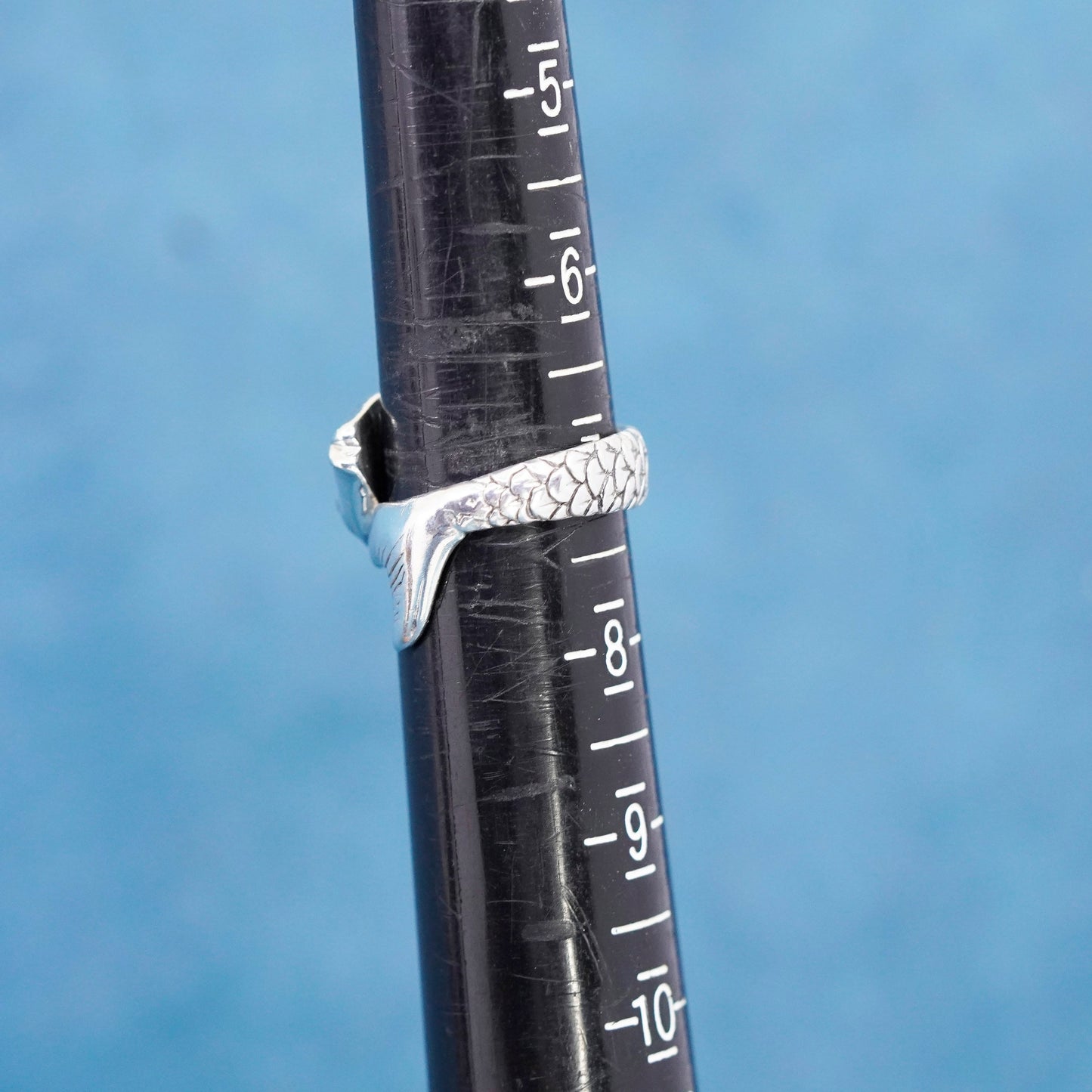 Size 7, vintage Samuel B. Sterling 925 Silver 18k Yellow Gold Fish band Ring