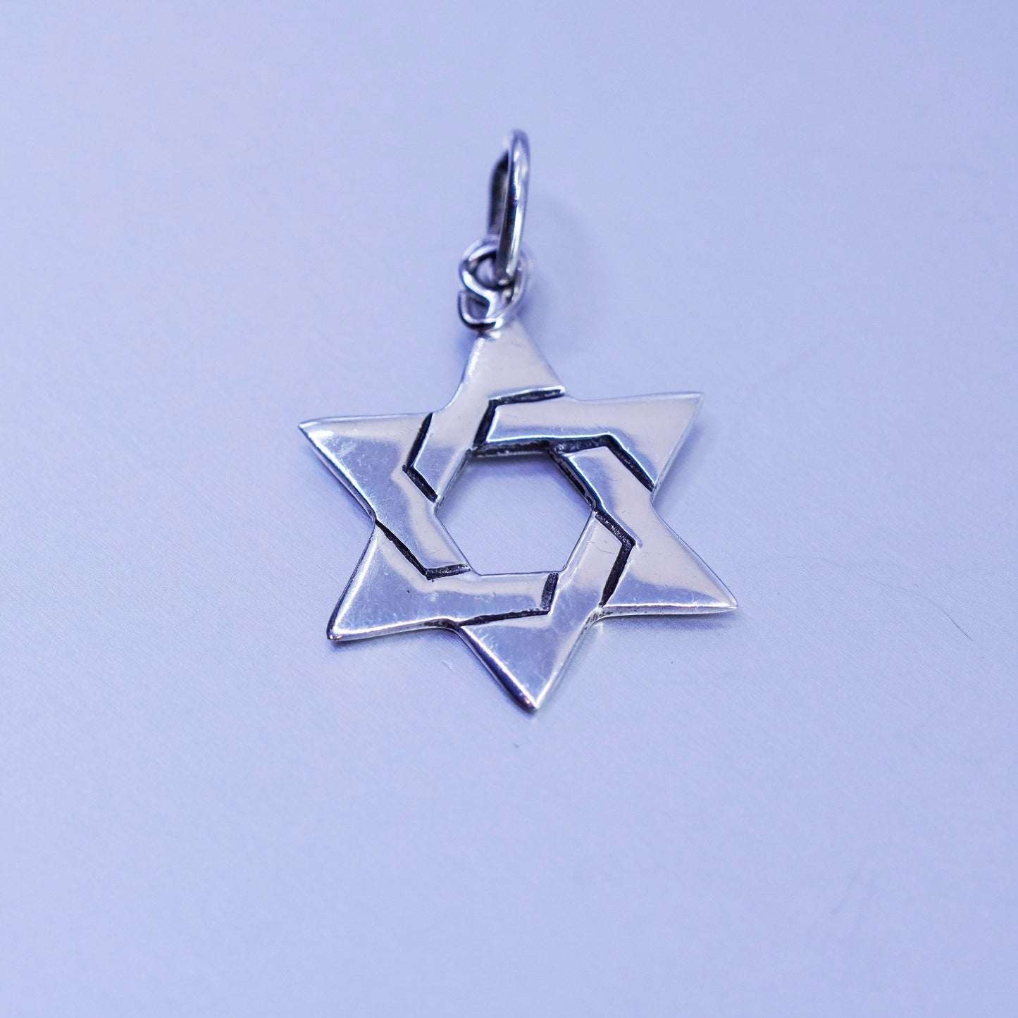 Antique Sterling silver handmade simple 925 hexagram star charm