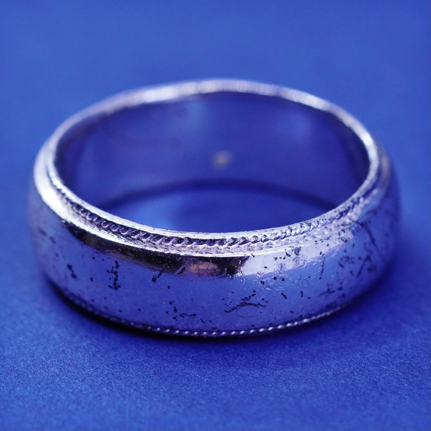 Size 12, vintage Sterling silver handmade band, 925 ribbed cable band