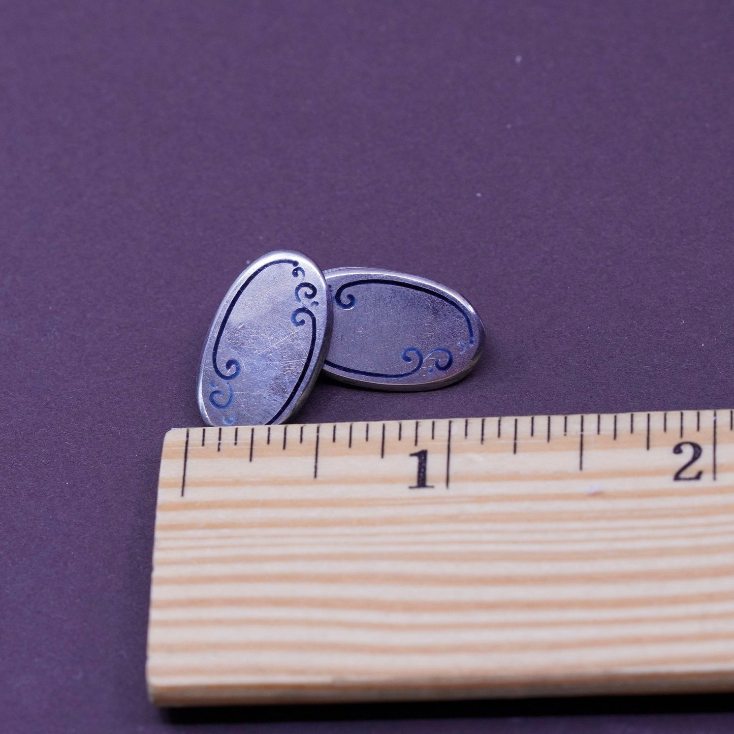 Vintage handmade sterling silver cufflink, 925 cuff links, silver tested