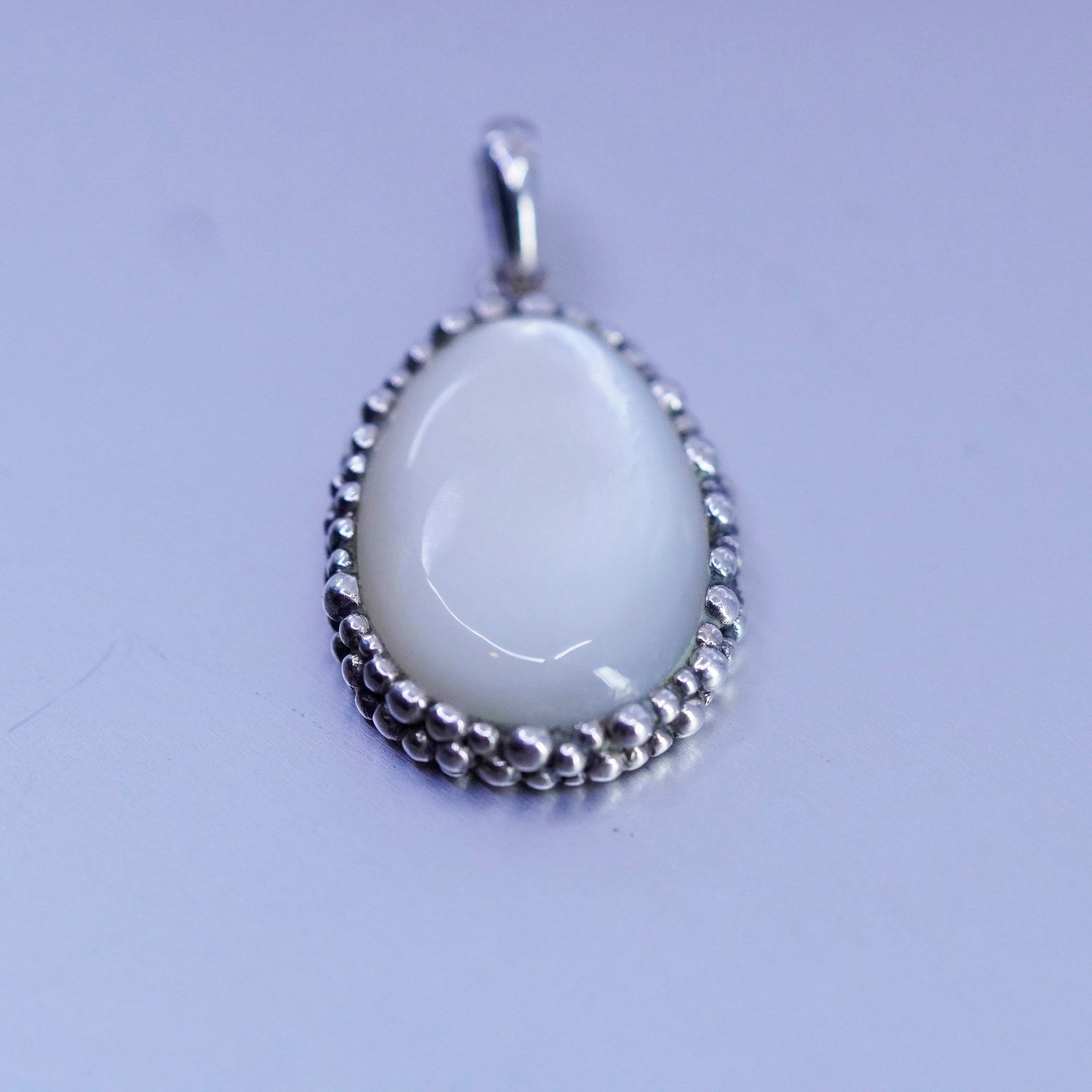 Vintage sterling 925 silver handmade pendant with teardrop white moonstone