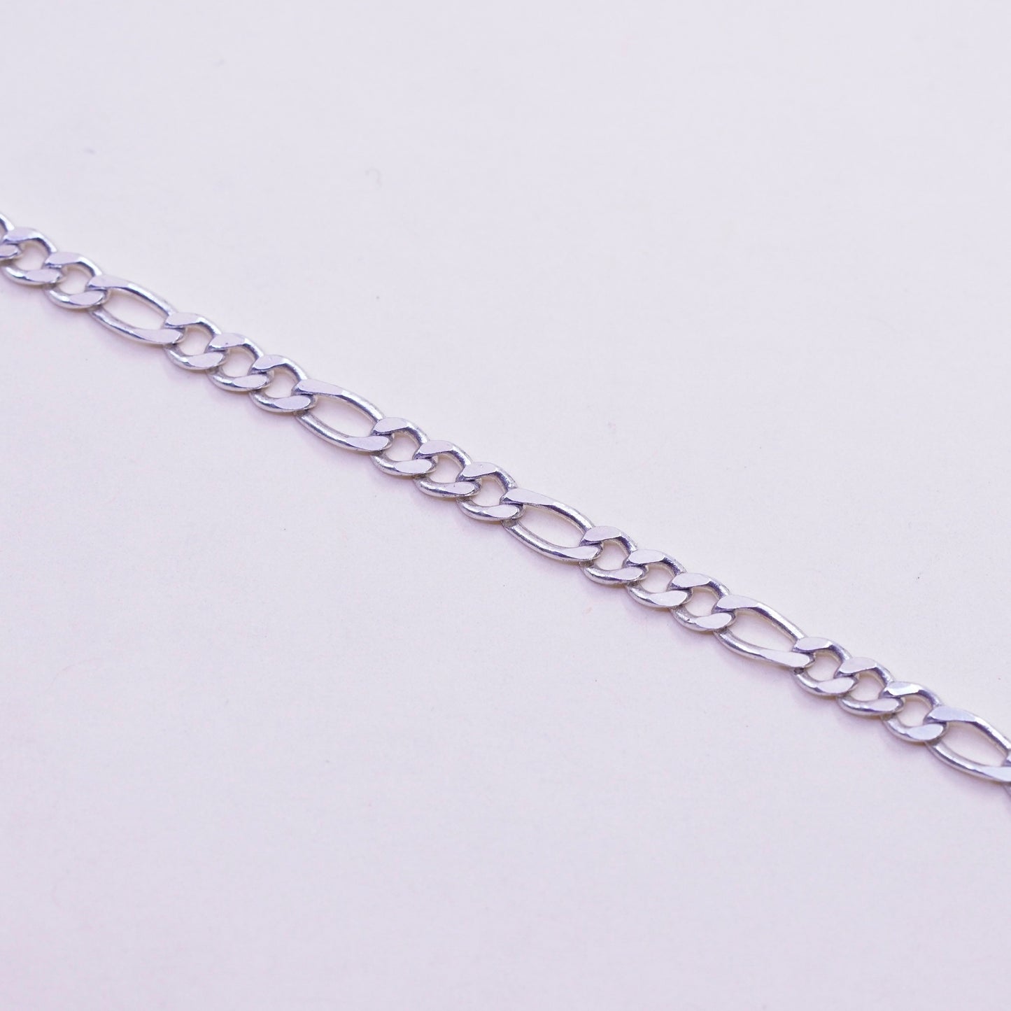 7”, 4mm, Vintage Italy sterling silver 925 chain, men’s figaro bracelet