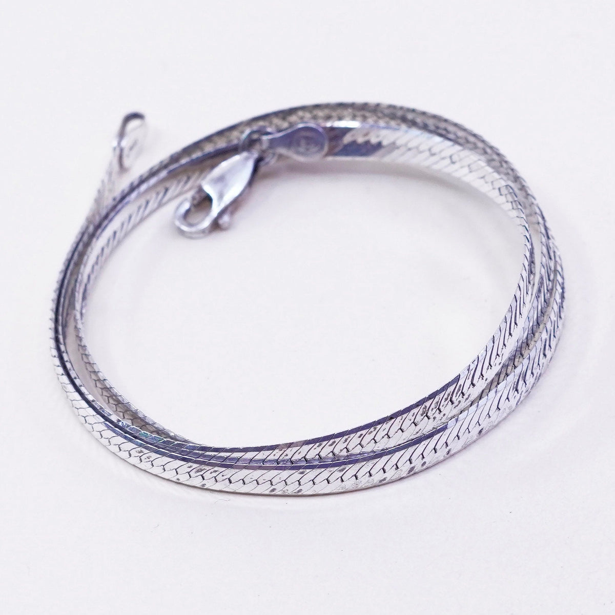 18” 4mm, Vintage Italy sterling silver necklace, bold 925 herringbone chain