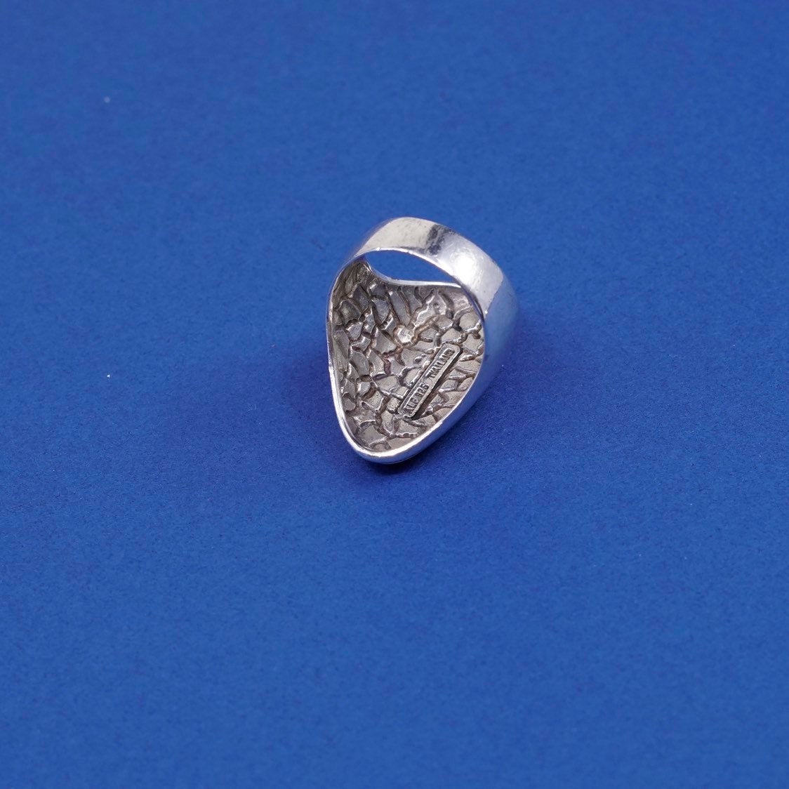 sz 9, vtg ALF sterling silver handmade ring, 925 w/ mother of pearl