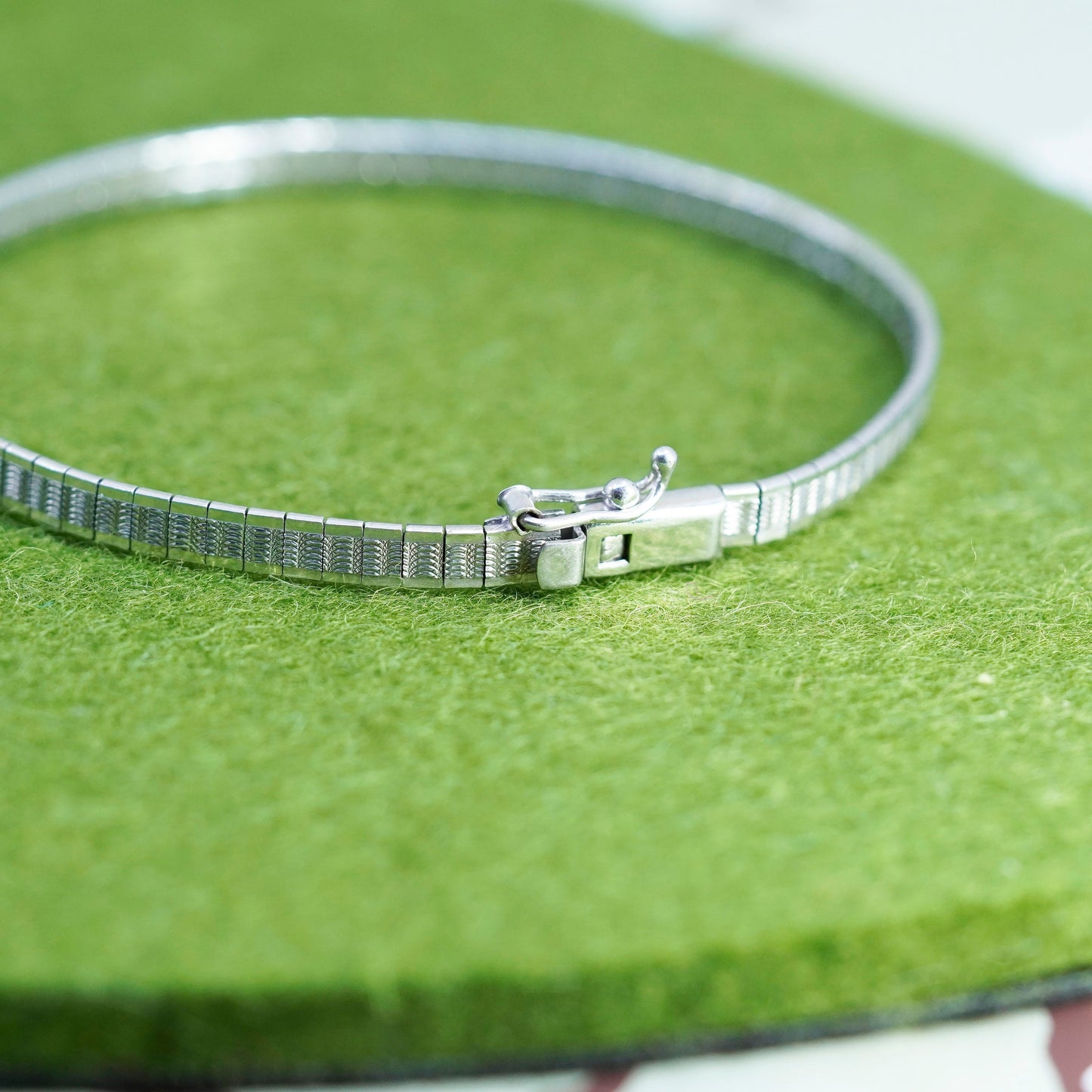 7”, 4mm, Vintage Sterling silver omega bracelet, Italy 925 chain