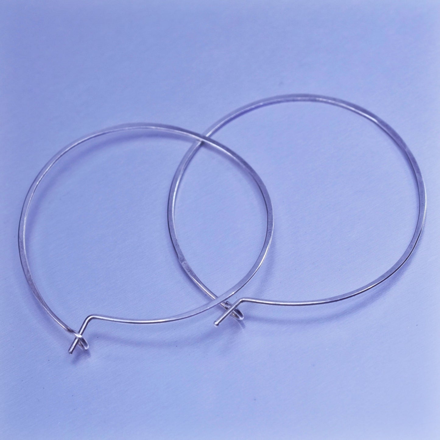 1.5”, vintage Sterling silver handmade earrings, 925 simple hoops