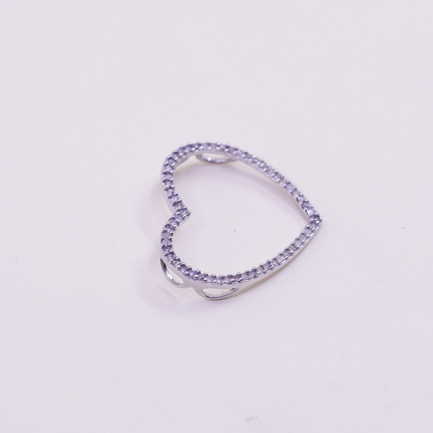 0.9g, 10K white gold Pendant, solid real gold heart Pendant genuine diamond