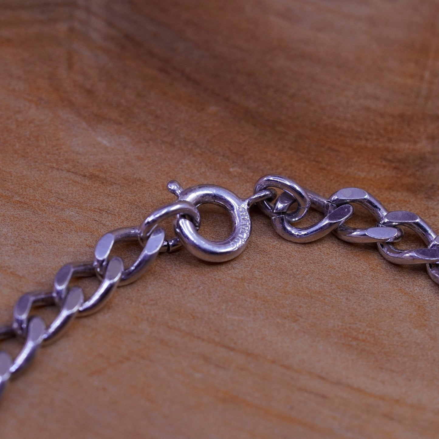 7”, vintage Sterling silver handmade double curb chain, 925 bracelet shoe charm
