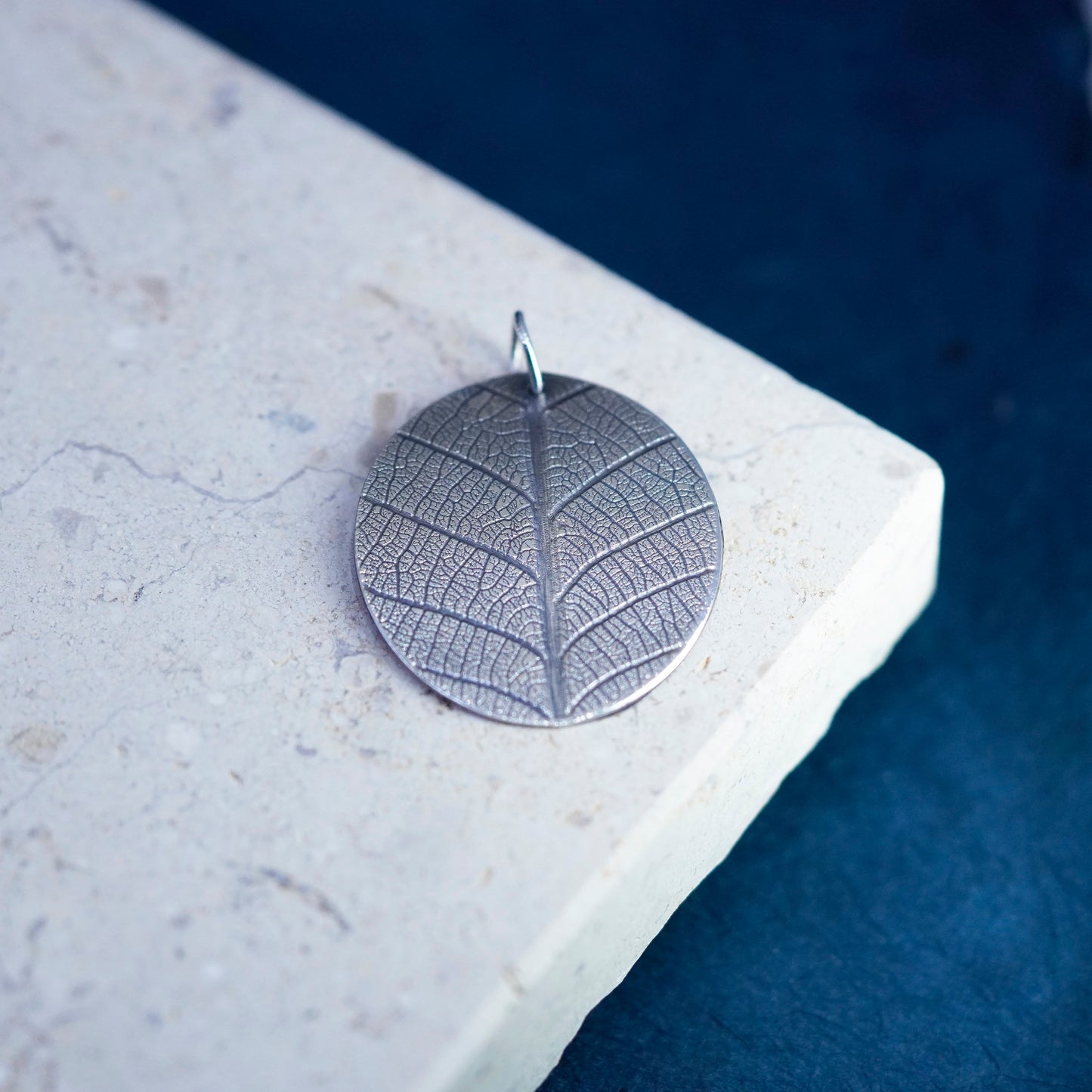 Vintage Sterling silver handmade pendant, 925 leaf tag
