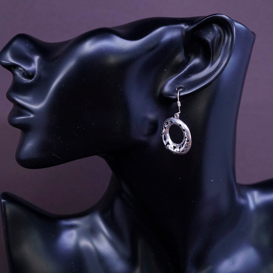 Vintage Sterling silver handmade earrings, 925 puffy filigree drops
