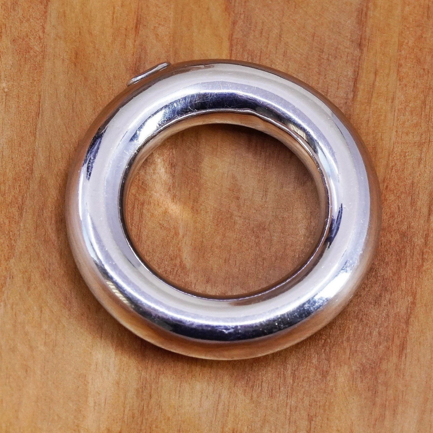 vtg 1960s Italy 1.5” Sterling silver handmade pendant, 925 high polished circle
