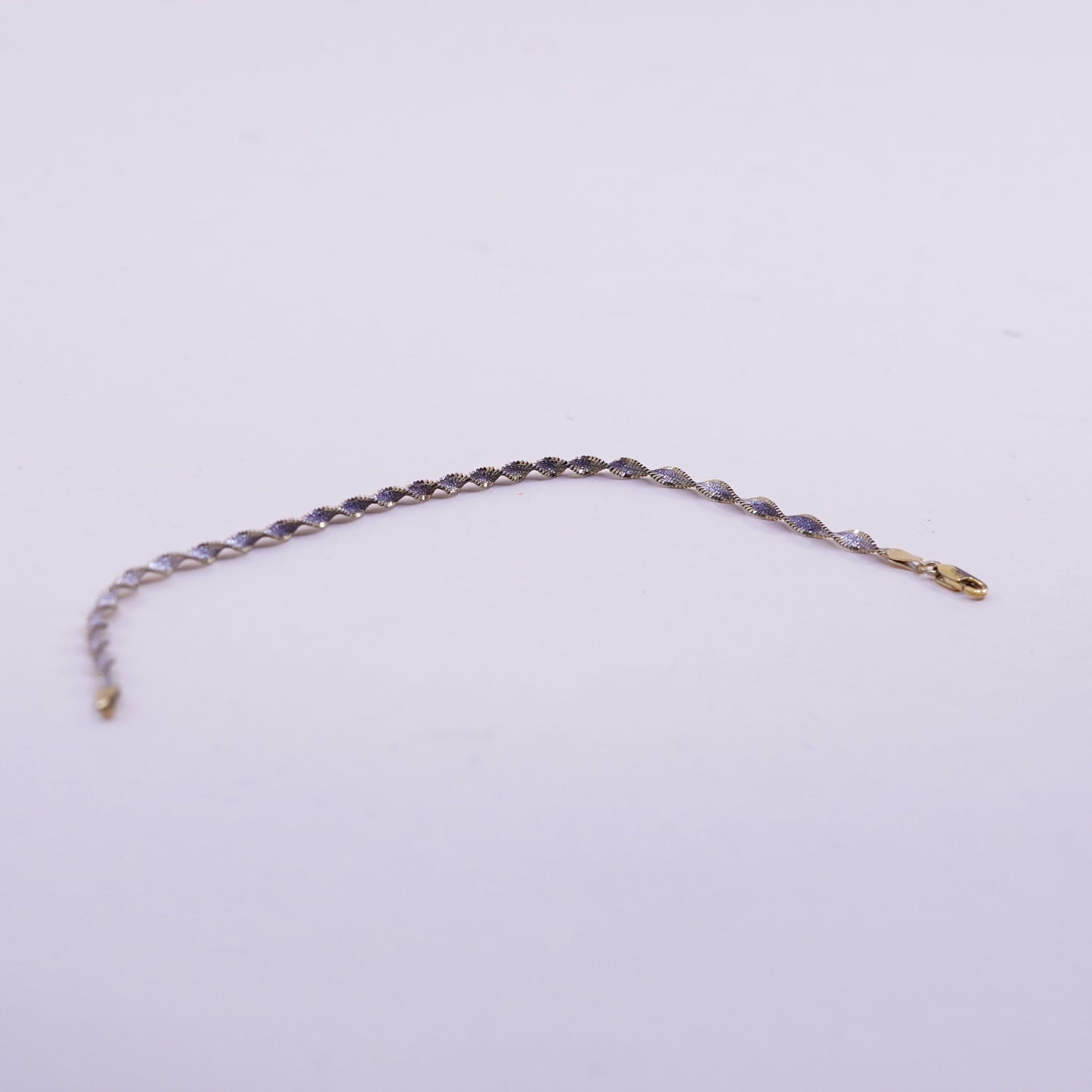 7.75”, vermeil gold sterling silver bracelet, 925 twisted herringbone chain