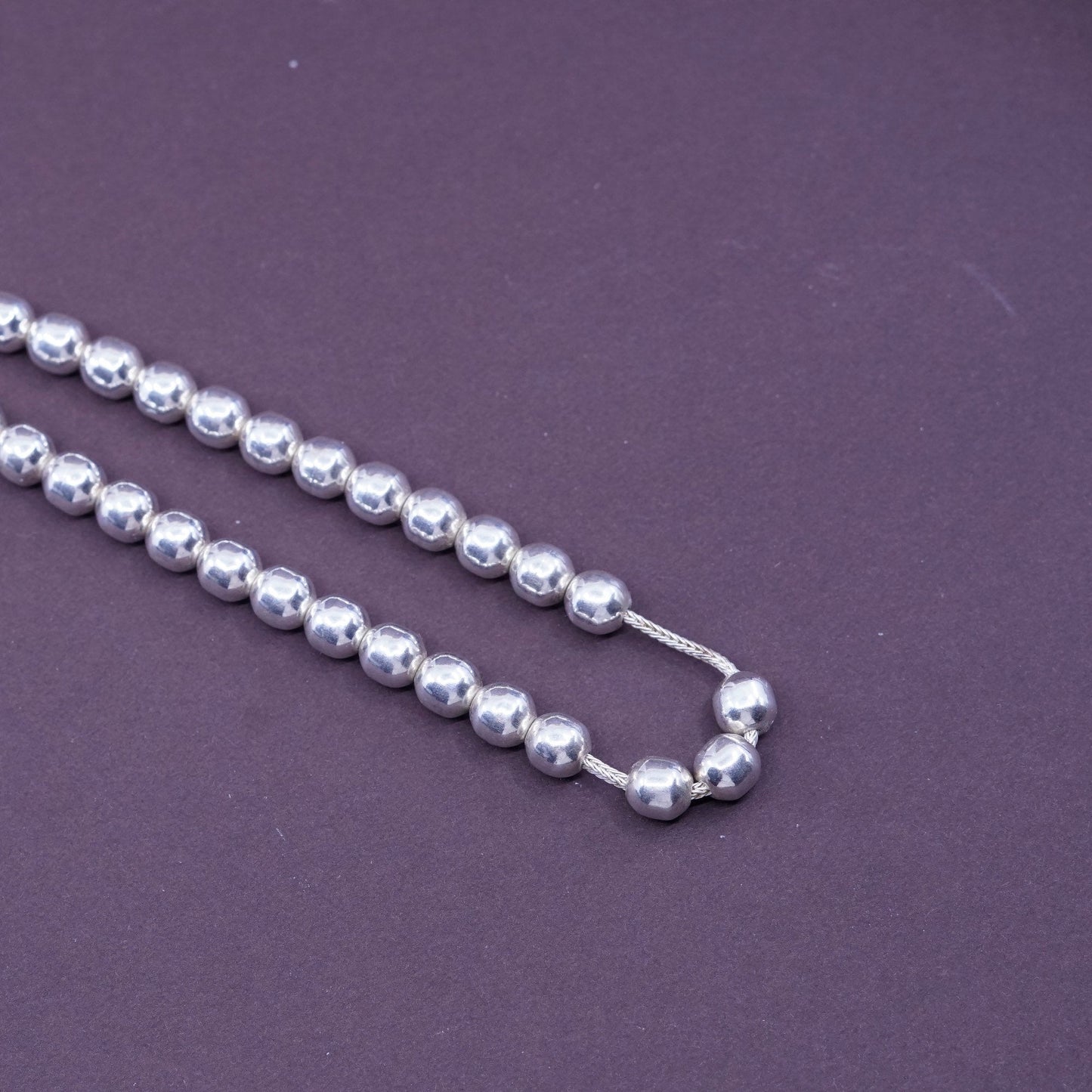 9”, 6mm, Sterling 925 silver handmade beads rosary prayer bracelet w/ fringe