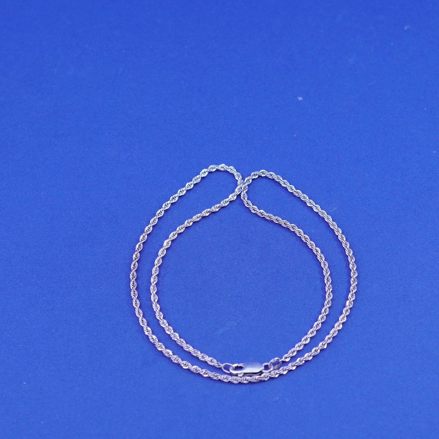 18”, 2mm, vintage Sterling silver handmade necklace, 925 rope chain
