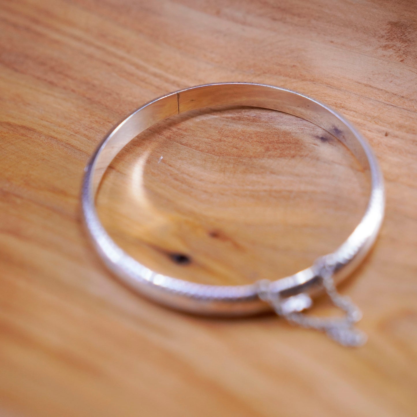 7.25”, Vintage Sterling silver handmade bracelet, 925 wide hinged bangle