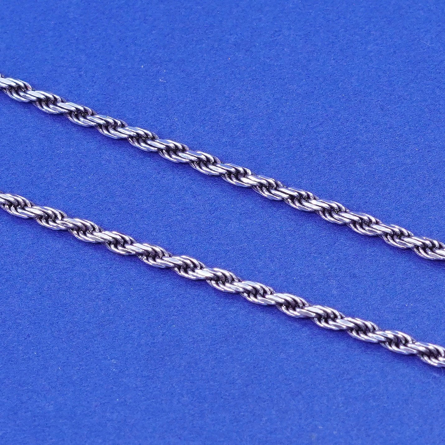 24”, 2mm, vintage Italy Milor Sterling silver handmade necklace, 925 rope chain