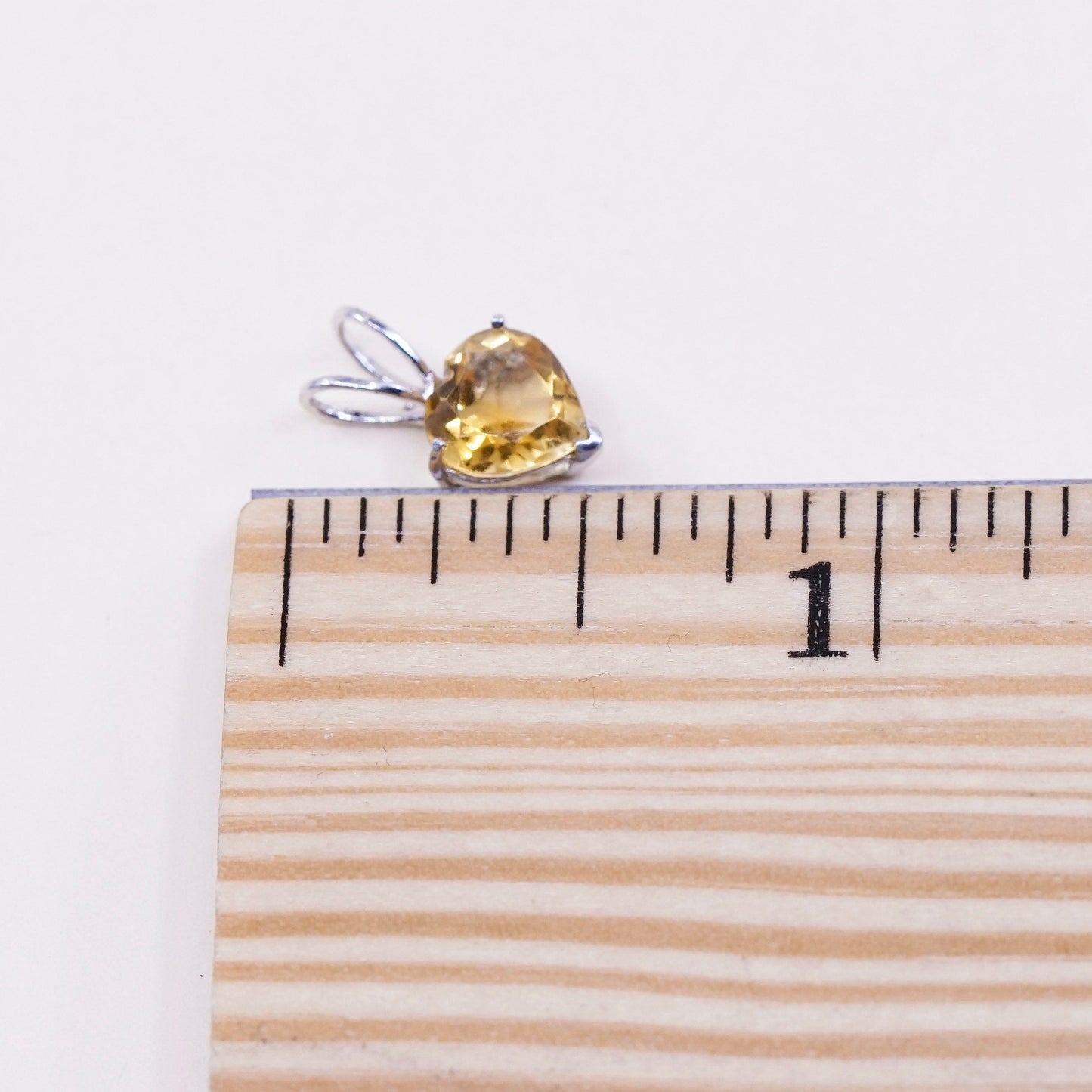 Vintage sterling silver handmade pendant, 925 with heart citrine