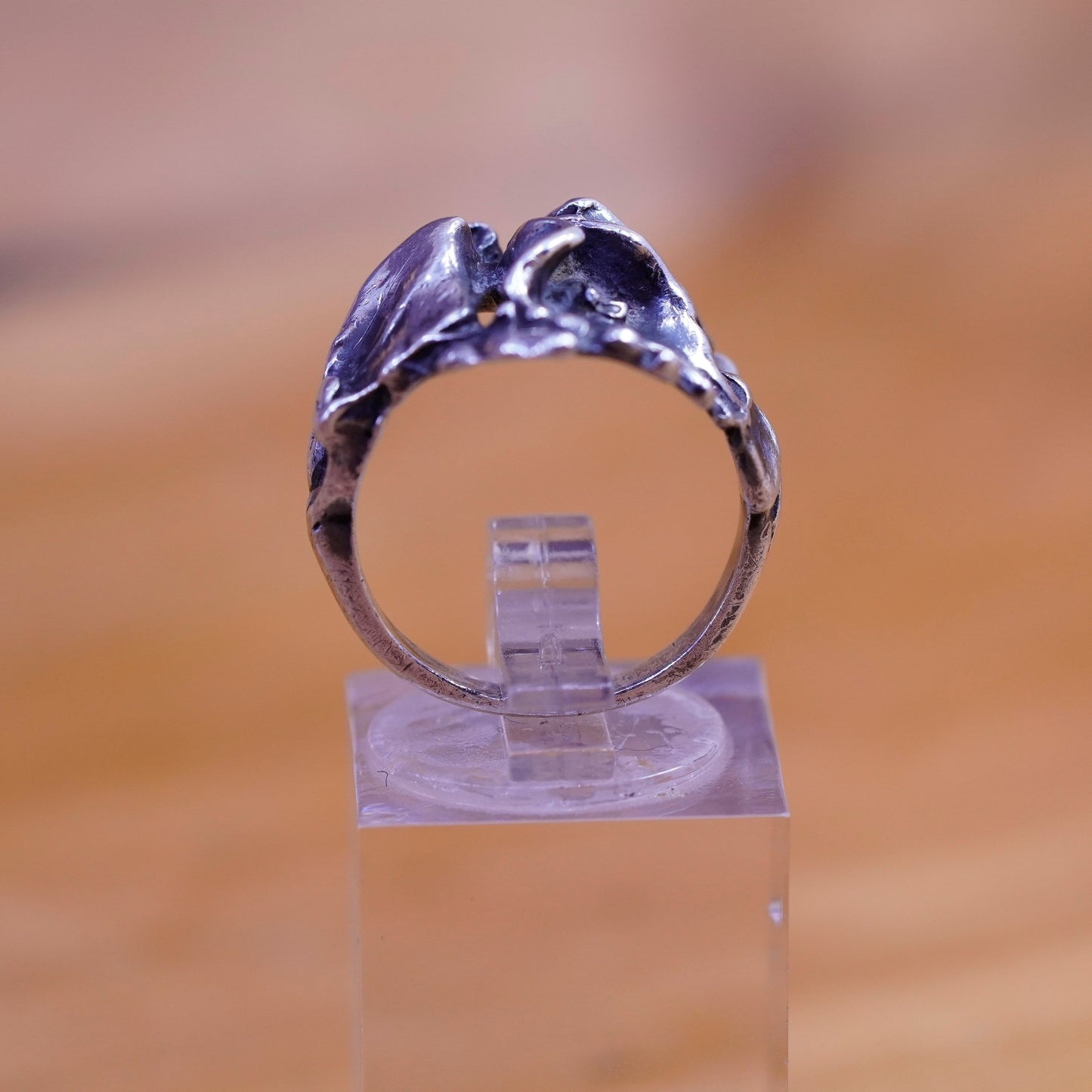 Size 6.75, Vintage Sterling 925 silver handmade flower ring, silver tested