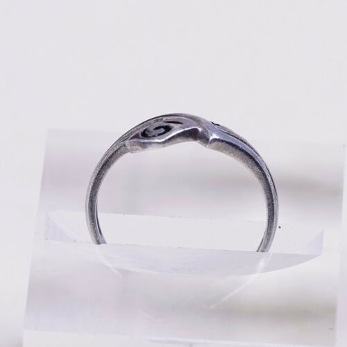 Sz 6, Vtg Sterling Silver Handmade Ring, 925 Silver Band W/ Swirl Texture