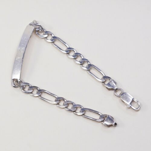 7.75”, 7mm Sterling Silver Handmade Bracelet, Vtg 925 Curb Name Nicole Tag