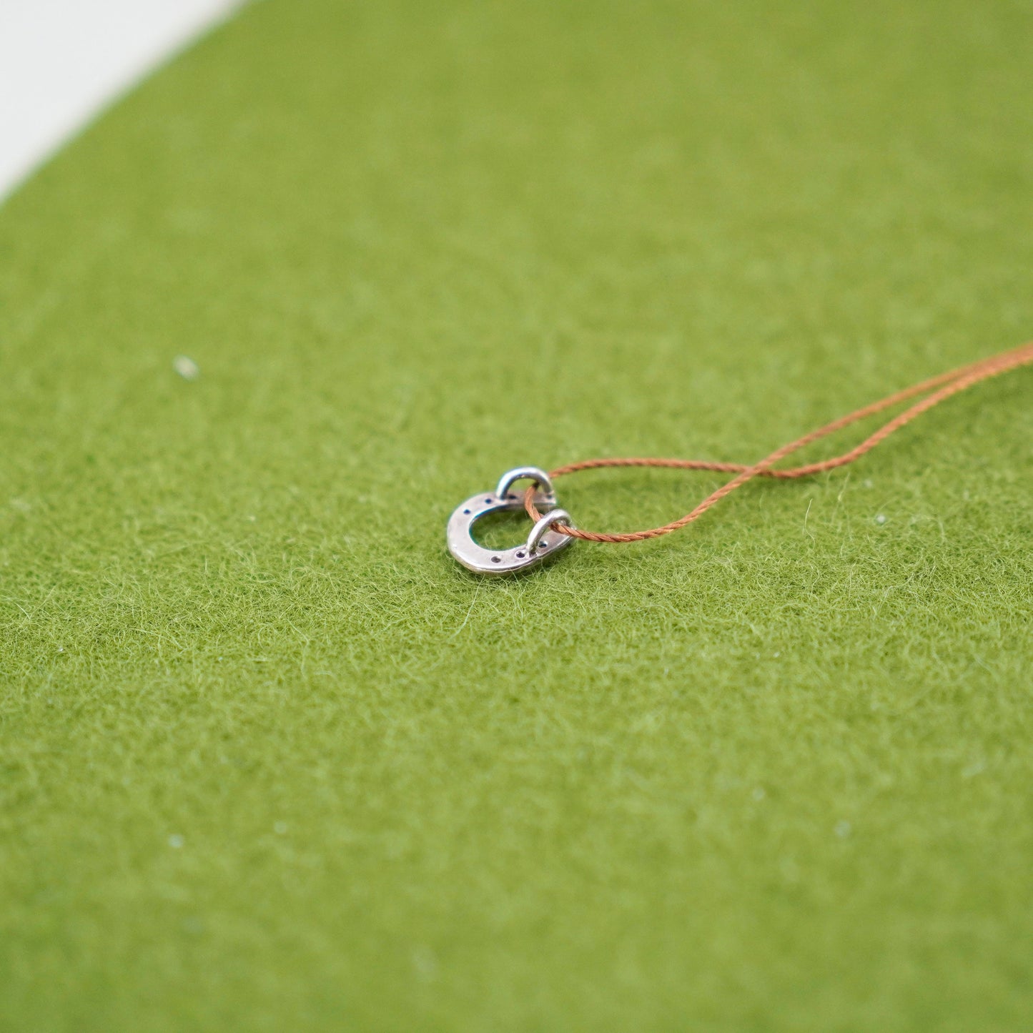 16” Sterling 925 silver handmade necklace, linen chain with horseshoe pendant