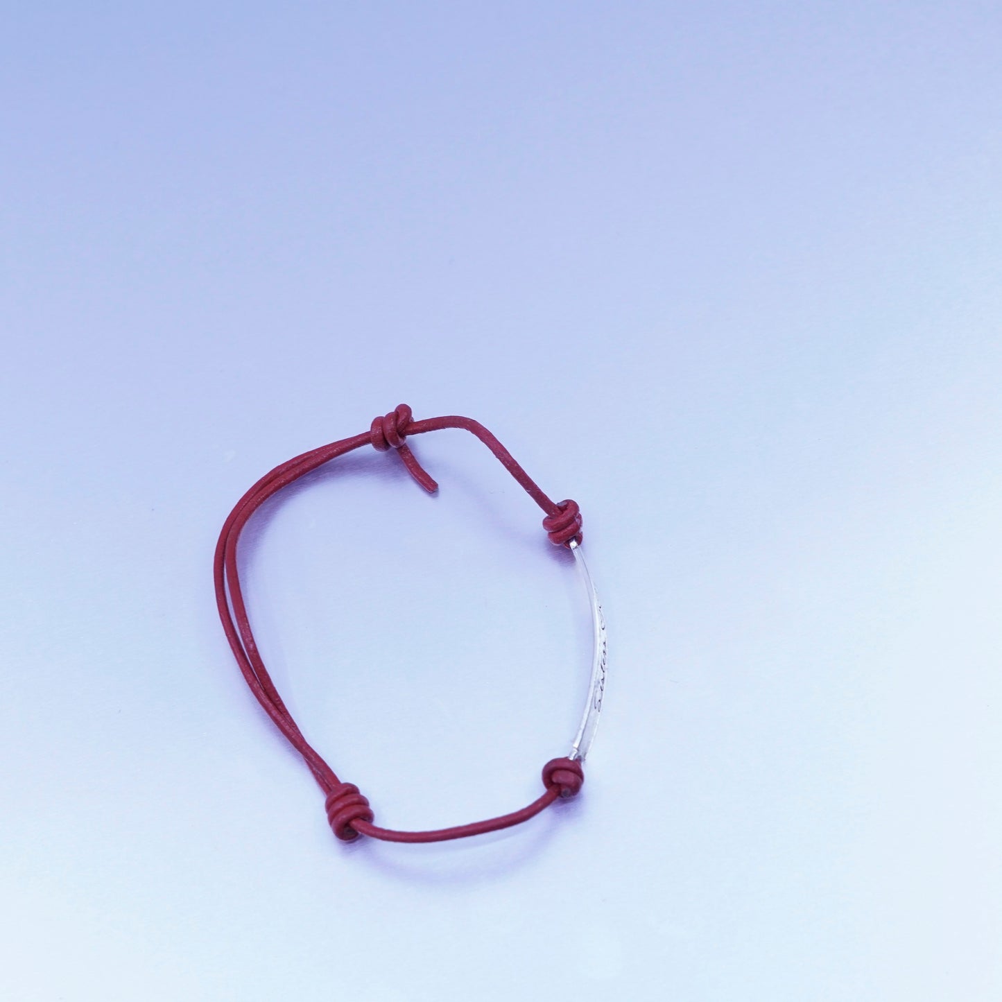 6.75”, sterling 925 silver handmade bracelet red leather “sister soul mates”