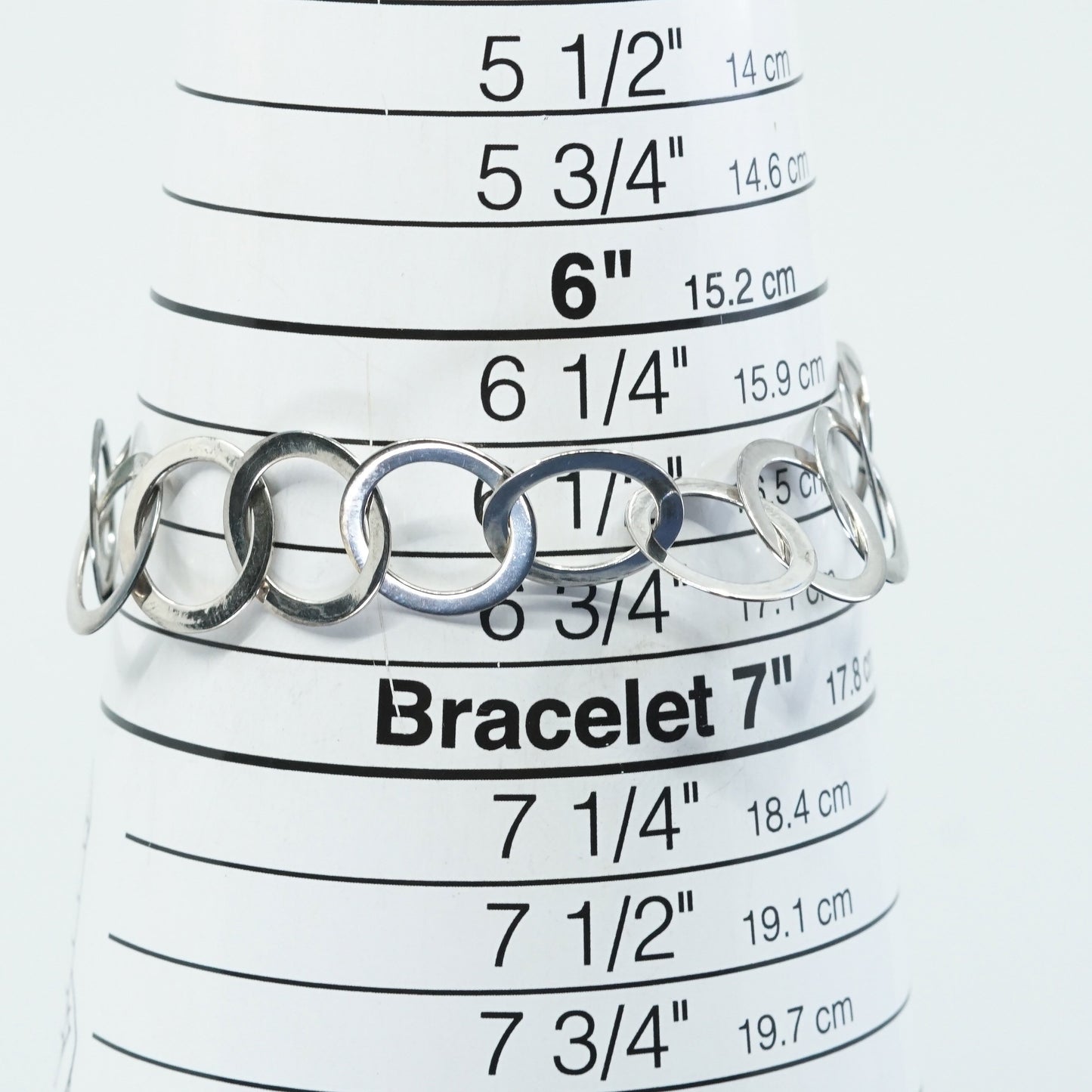 6.75", 13mm, Sterling silver handmade bracelet, 925 bold flatten circle chain