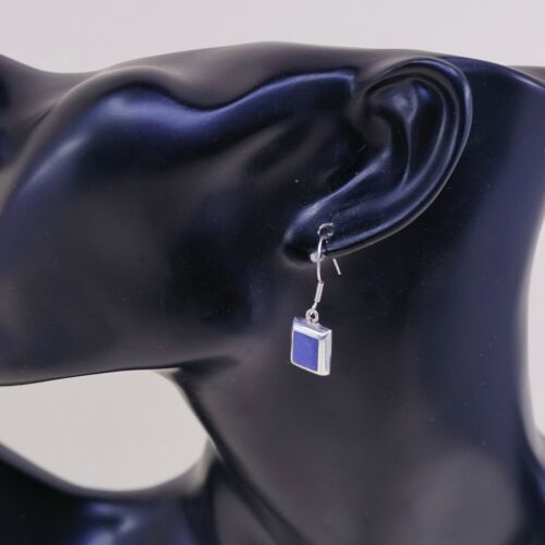 Vintage Sterling silver handmade earrings, 925 dangle w/ sodalite N Beads