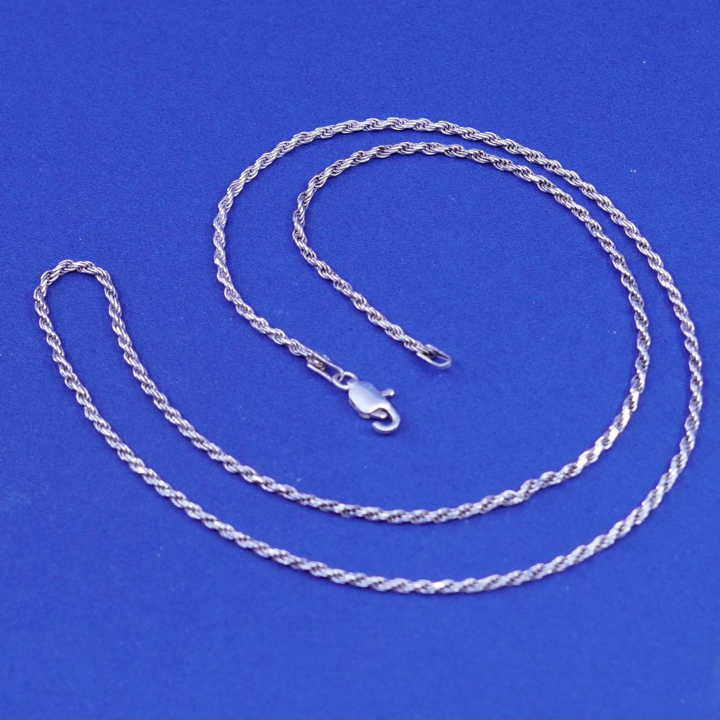 20”, 2mm, vintage Sterling silver handmade necklace, 925 diamond rope chain