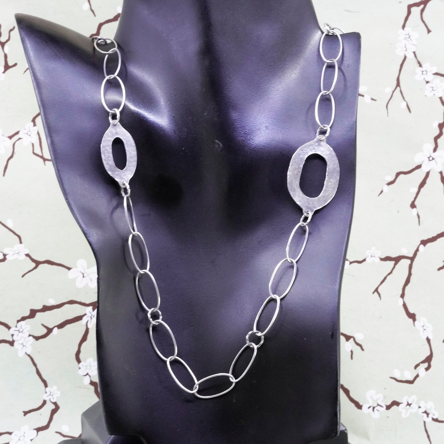35”, Silpada N1506 925 Sterling Silver Oxidized Hammered extra long Necklace