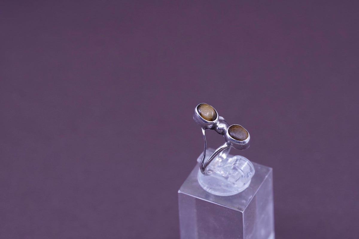 Size 3, vintage Sterling 925 silver handmade ring with golden tiger eye